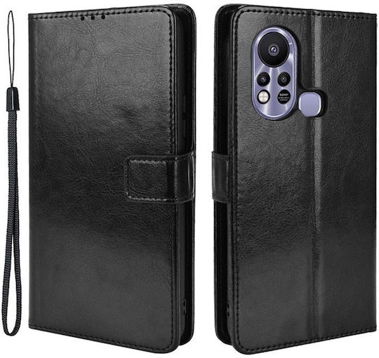Crazy Horse Wallet Synthetic Leather / Plastic / Silicone Black (Infinix Hot 11s)