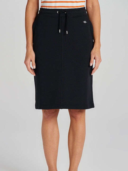 Gant High Waist Midi Skirt in Black color