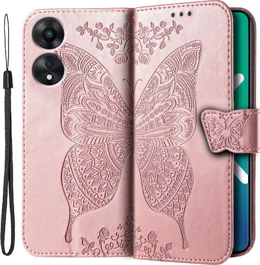 Oppo Butterfly Book Piele artificială / Plastic / Silicon Roz (Oppo A78 5G)