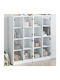 Floor-standing Living Room Display Cabinet made of Particleboard with Glass White 136x37x142cm