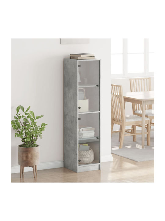 Floor-standing Living Room Display Cabinet made of Particleboard with Glass Grey 35x37x142cm