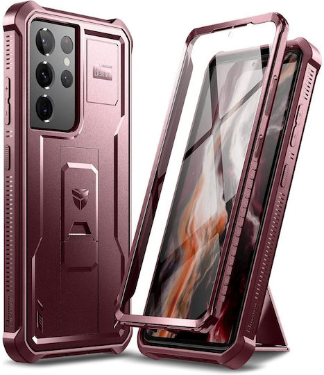Dexnor 360 Full Cover Σετ με Τζαμάκι Κόκκινο (Galaxy S21 Ultra 5G)