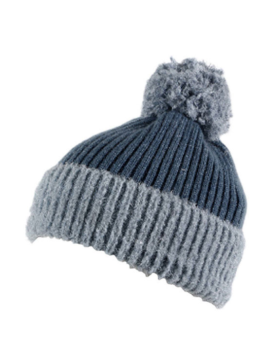 Achilleas Accessories Pom Pom Beanie Unisex Beanie Knitted in Blue color