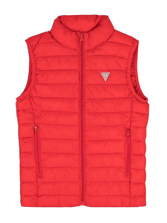 Guess Παιδικό Casual Μπουφάν Αμάνικο Chili Red