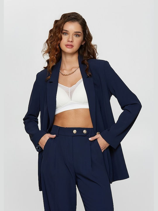 Lynne Damen Krepp Blazer Blau