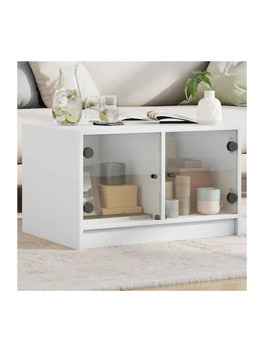 Rectangular Side Table Glass White L68xW50xH42cm