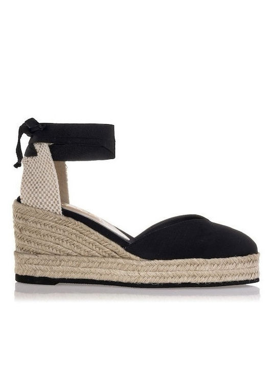 Sante Platforme dama în stil espadrile Negre