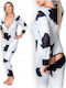 Winter Damen Einteiliger Pyjama Weiß