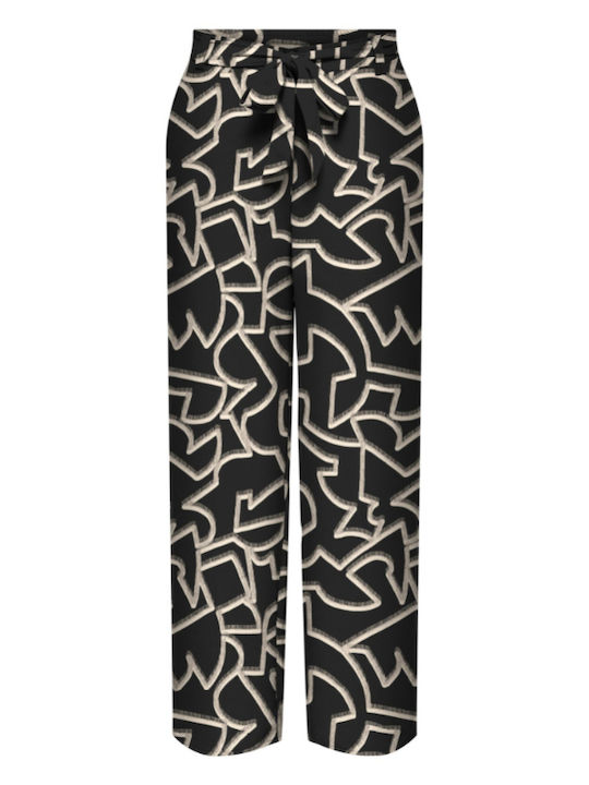 Only Life Women's Fabric Trousers in Palazzo Fit Black