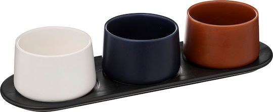 Secret de Gourmet Ceramică Platou pentru aperitive 3 Locuri Neagră Ø6.5xY10.5cm L31xl7xH10.5cm 4buc Secret de Gourmet Ceramică Platou pentru aperitive 3 Locuri Neagră Ø6.5xY10.5cm L31xl7xH10.5cm 4buc