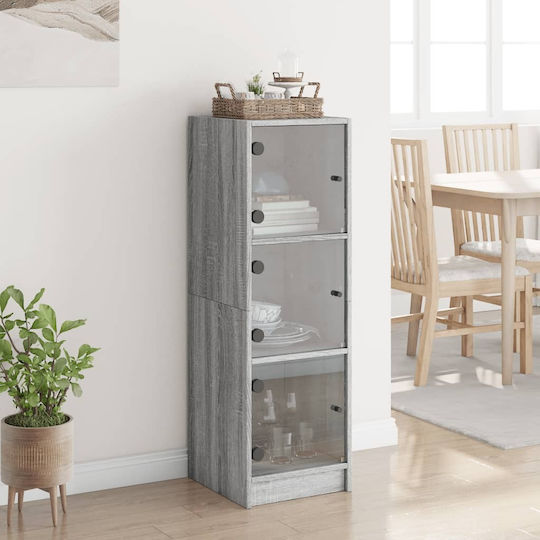 Wall Living Room Display Cabinet made of Particleboard with Glass Grey 35x37x109cm