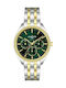 Women's Watch 36mm Chronograph Battery with Stainless Steel Bracelet Silver/Gold/Green