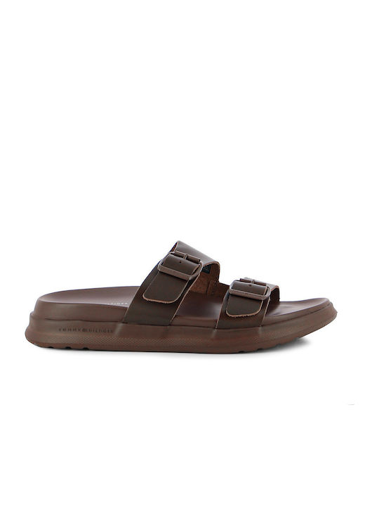 Tommy Hilfiger Leder Herrensandalen in Braun Farbe
