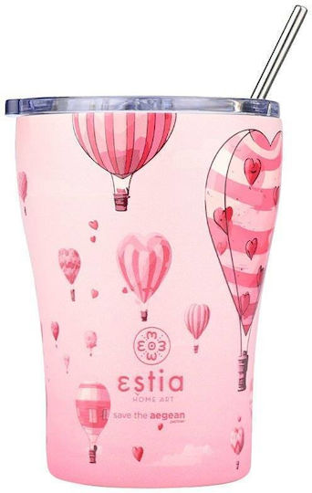 Estia Coffee Mug Save The Aegean Reciclabil Pahar Termos Oțel Inoxidabil Fără BPA 350ml Love Ascend cu Pai