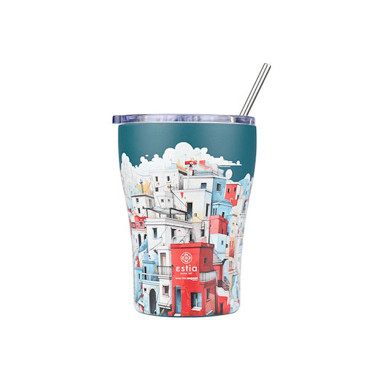Estia Coffee Mug Save The Aegean Ανακυκλώσιμο Ποτήρι Θερμός Ανοξείδωτο BPA Free 350ml Urban Mythos με Καλαμάκι
