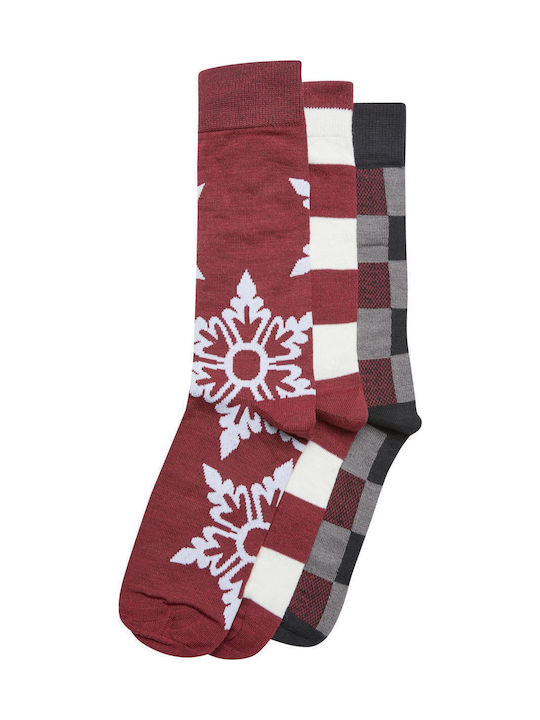 Urban Classics Women's Christmas Socks Burgundy 3Pack