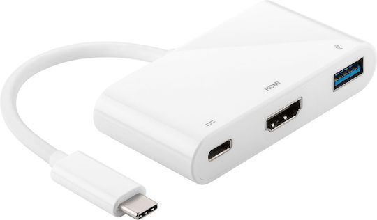 Microconnect USB-C Stație de andocare cu HDMI 4K PD Alb (USB3.1CCOM2)