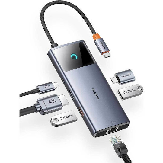 Baseus 6 in 1 USB-C Docking Station με HDMI 4K PD Ethernet Γκρι