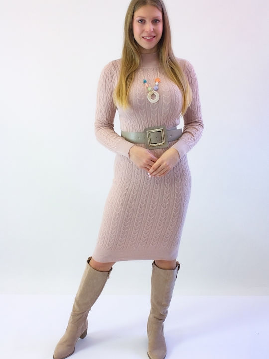 Brak Midi Dress Turtleneck Pink