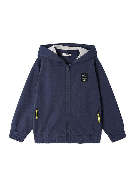 Mayoral Kids Cardigan Cotton with Hood Dark Blue