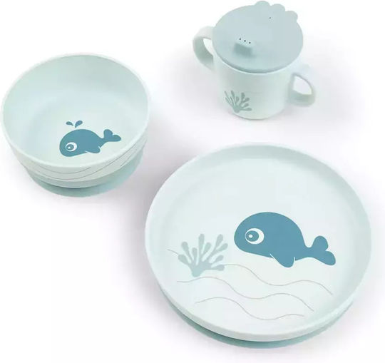 Done by Deer Feeding Set made of Plastic with Non-Slip Base Blue 3pcs