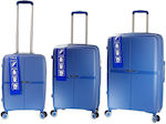 RCM Travel Suitcases Blue with 4 Wheels Set of 3pcs