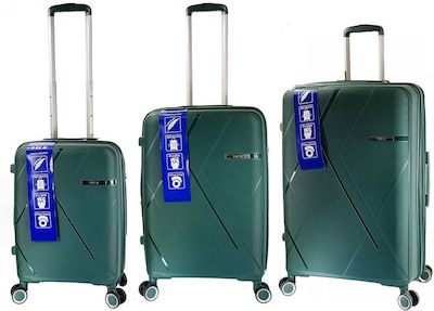 RCM Travel Suitcases Green with 4 Wheels Set 3pcs