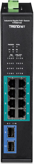 Trendnet TI-PGM102 Неуправляем L2 PoE+ Switch с 8 Портове Гигабитови (1Gbps) Ethernet и 2 SFP Портове