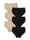 Βαμβακερά High Waist Women's Slip MultiPack Black-beige