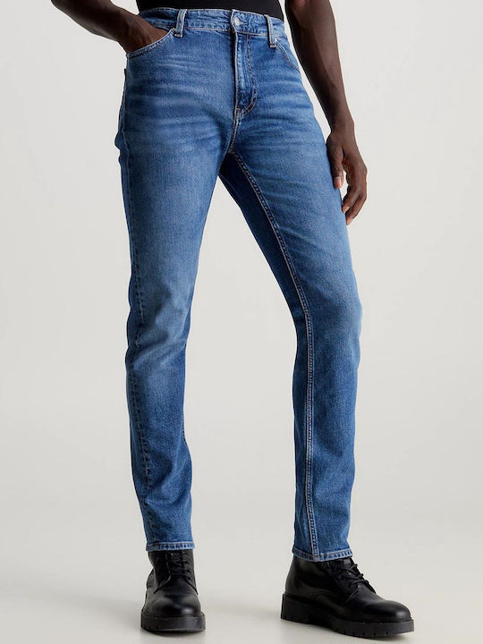 Calvin Klein Pantaloni de Bărbați din Jean în Linie Dreaptă DenimBlue