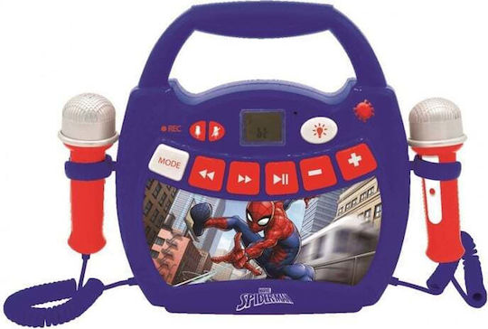 Spiderman Ηχείο Karaoke με Ασύρματα Μικρόφωνα και Εφέ Φωτισμού Πολύχρωμο