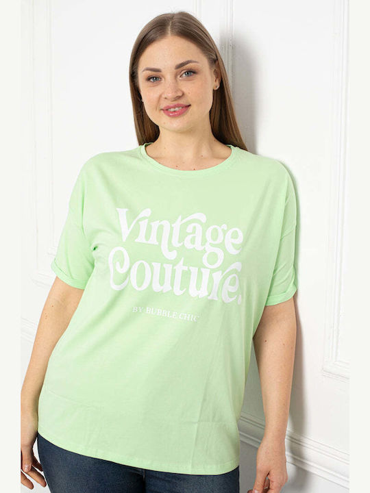Bubble Chic pentru Femei de Vară Bluză din Bumbac Mâneci scurte Verde