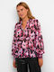 Women's Summer Blouse Long Sleeve Pink