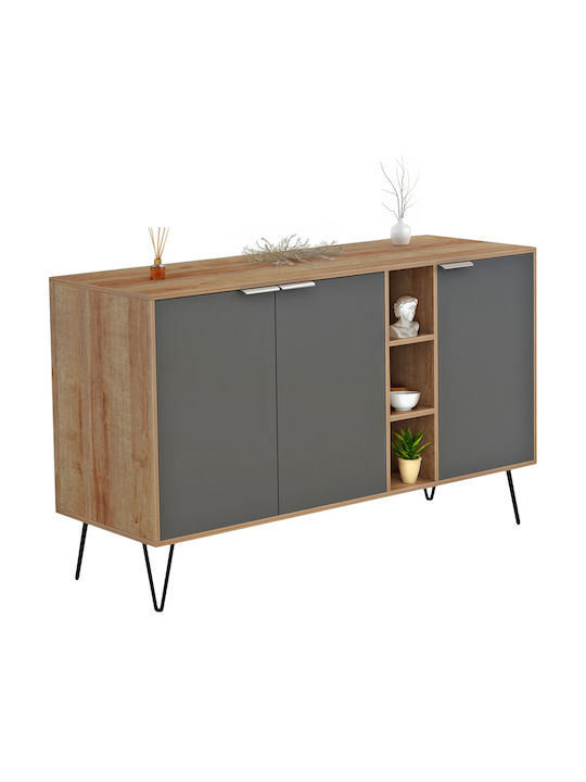 Sideboard Carbon Holz Natur-Anthrazit-Schwarz 1...