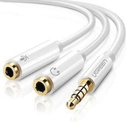 Ugreen TRRS 3.5mm male - 2x 3.5mm female Cable White 0.2m (10789)