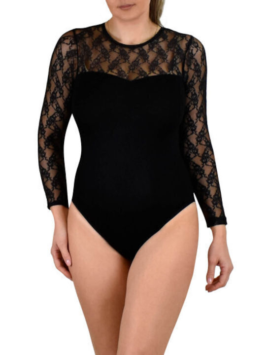 Berrak Long Sleeve Bodysuit Black