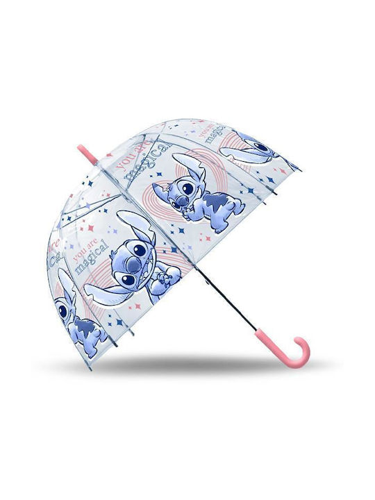 Kids Curved Handle Umbrella with Diameter 46cm Transparent