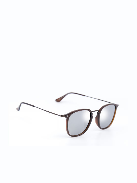 Monte Como Sunglasses with Brown Frame and Silver Mirror Lens 17007 C05