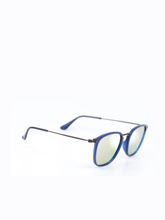 Monte Como Sunglasses with Blue Frame and Silver Mirror Lens 17007 C6