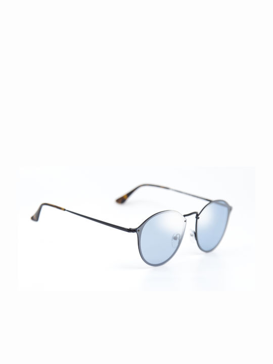 Monte Como Sunglasses with Gray Metal Frame and Light Blue Mirror Lens 17022 C06