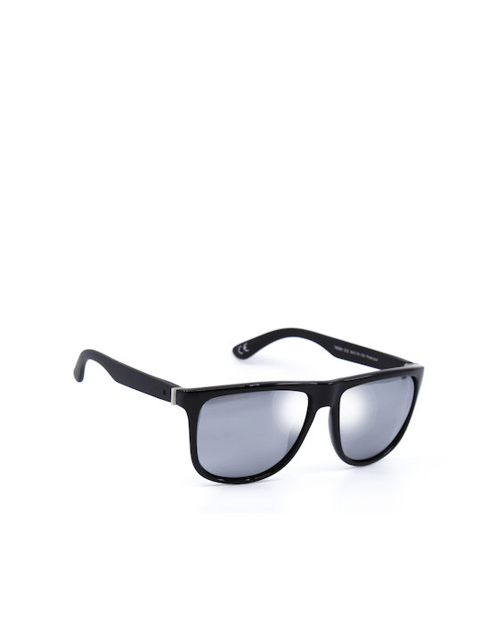 Monte Como Men's Sunglasses with Black Plastic Frame and Silver Mirror Lens TR088 C02