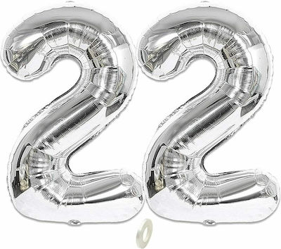 Set of 2 Balloons Gray Numbers 100cm