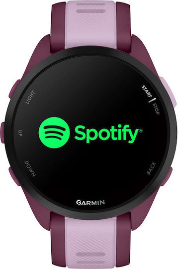 Garmin Forerunner 165 Music 43mm Wasserdicht Smartwatch mit Pulsmesser (Berry/Lilac)