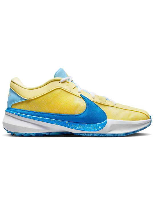 Nike Giannis Freak 5 Χαμηλά Μπασκετικά Παπούτσια Soft Yellow / Λευκό / Light Laser Orange / Light Photo Blue