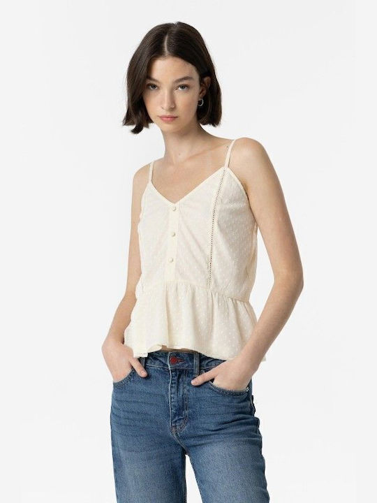 Tiffosi Damen Sommer Bluse mit Trägern Weiß