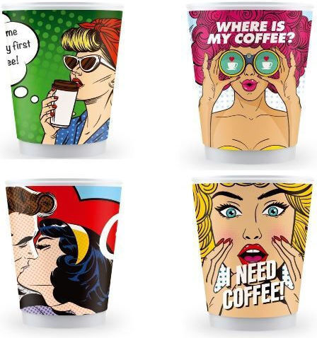 Ecocraft Disposable Cup Paper Double Wall Multicolour 360ml 20pcs