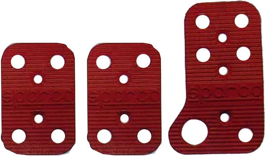 Car Pedal Set Universal Aluminum Red 3pcs