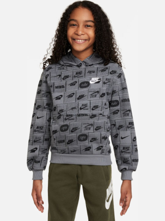Nike Kids Sweatshirt with Hood and Pockets Gray...