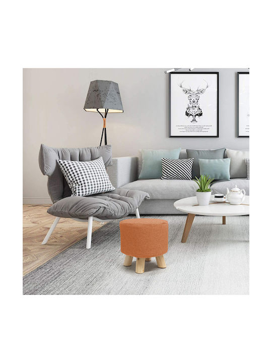 Hocker Für das Wohnzimmer Hölzernes Rund Orange 28x28x28cm
