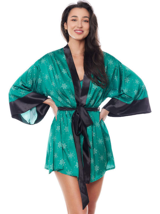Anais Apparel Χειμερινή Γυναικεία Ρόμπα Πράσινη